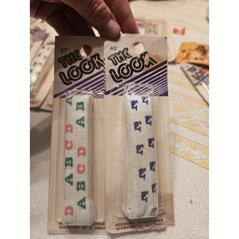 Vintage 27" & 40" The Look Shoelaces 2 Pair NOS‎ ABCs & Whales